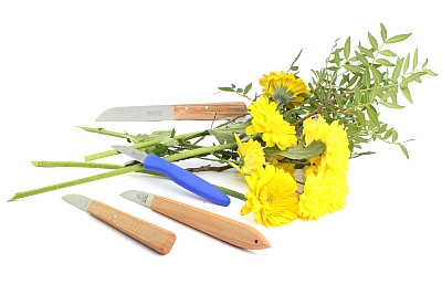 Die Windmühlenmesser für den Einsatz im Garten, entweder als Erntemesser oder als Floristenmesser, bestehen aus hochwertigem Kohlenstoffstahl und sind mit naturbelassenen Hainbuchengriffen versehen. Die Windmühlen-Gartenbaumesser wirken etwas grobschlechtig, aber entpuppen sich als wahre und nützliche Helfer im Außenbereich.